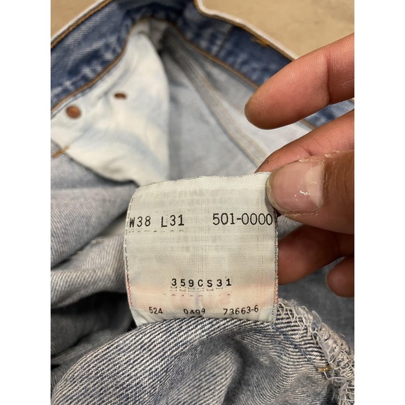 Vintage Levis 501 Jeans Mens 38x28 Light Blue Straight Leg Button Fly USA 90s - Picture 8 of 16